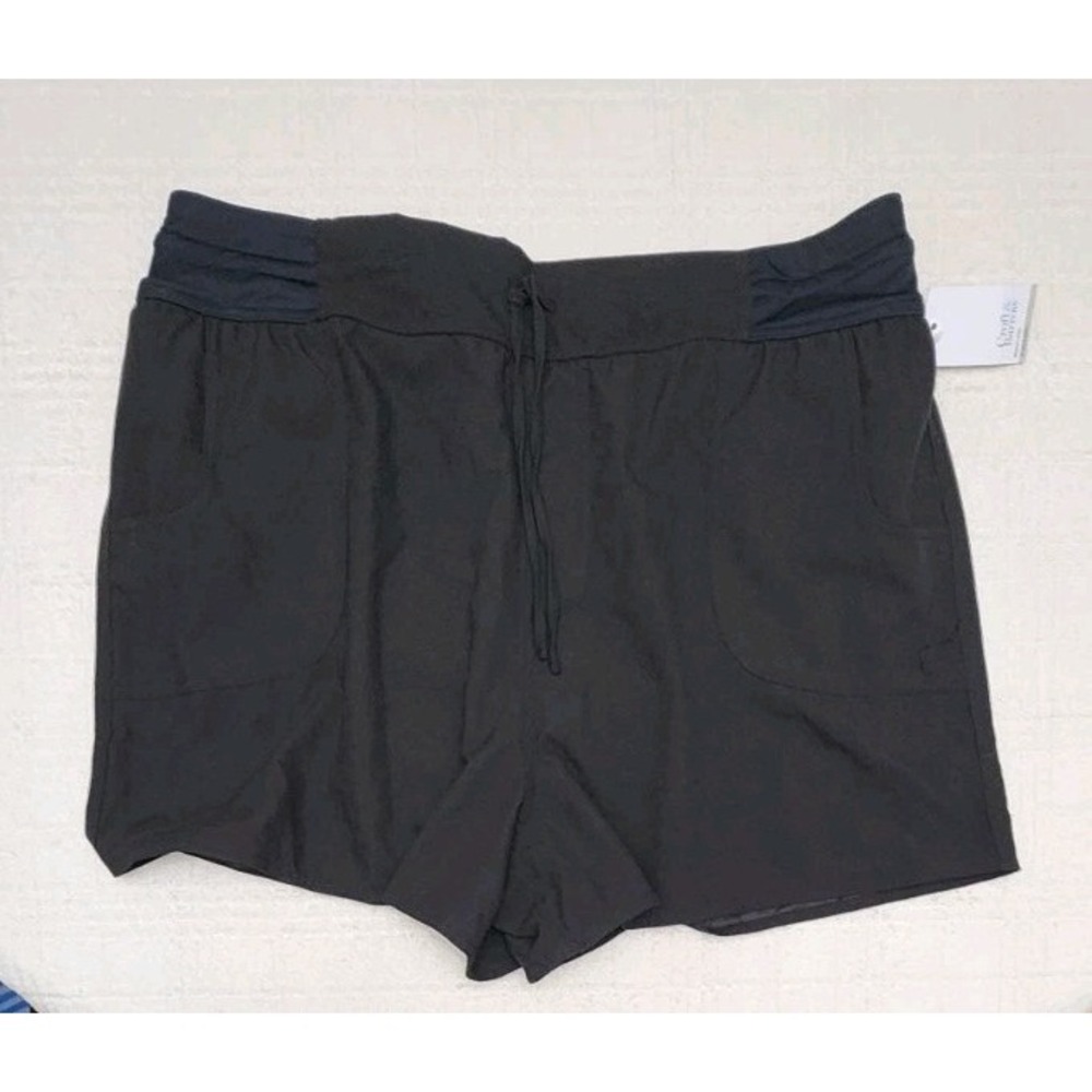Croft & Barrow Swim Shorts Women 1X Black Tummy Control Drawstring Plus Size NEW